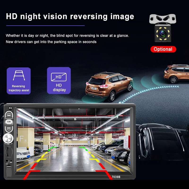 A3061 7 Inches MP5 Bluetooth Player Universal Wired CarPlay Reversing Image Integrated, Style: St...