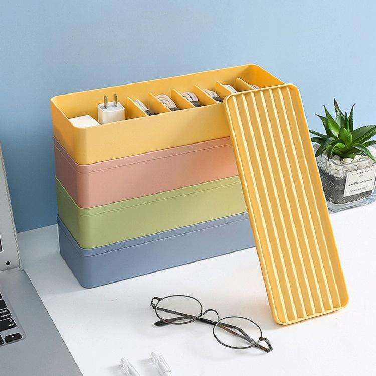 Desktop Data Cable Storage Box Dust-proof Line Box Single-layer(Yellow)