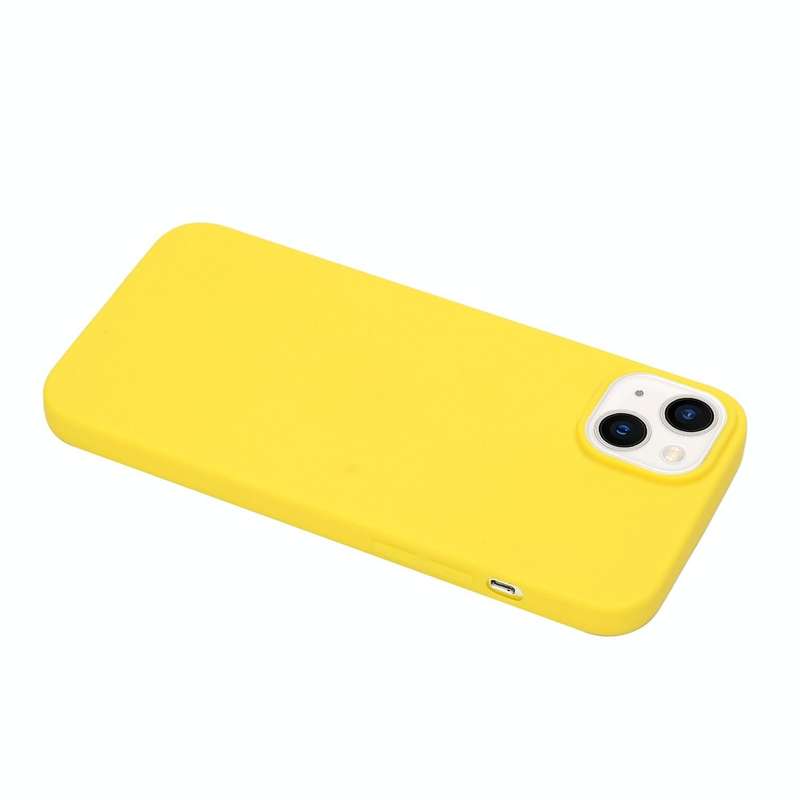 For iPhone 14 Plus Solid Color Frosted Silicone Phone Case(Yellow)