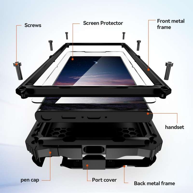 For Samsung Galaxy S24 Ultra 5G R-JUST Life Waterproof Dustproof Shockproof Holder Phone Case(Black)