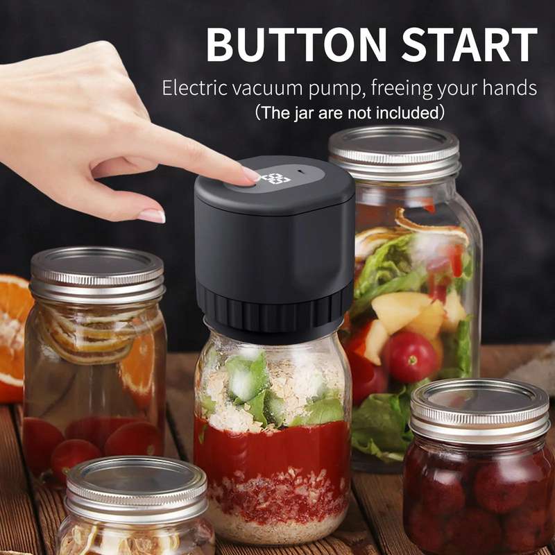 Electric Mason Jar Vacuum Sealer Kit Sealing Machine for Food Storage With 10 Jar Lids(White)