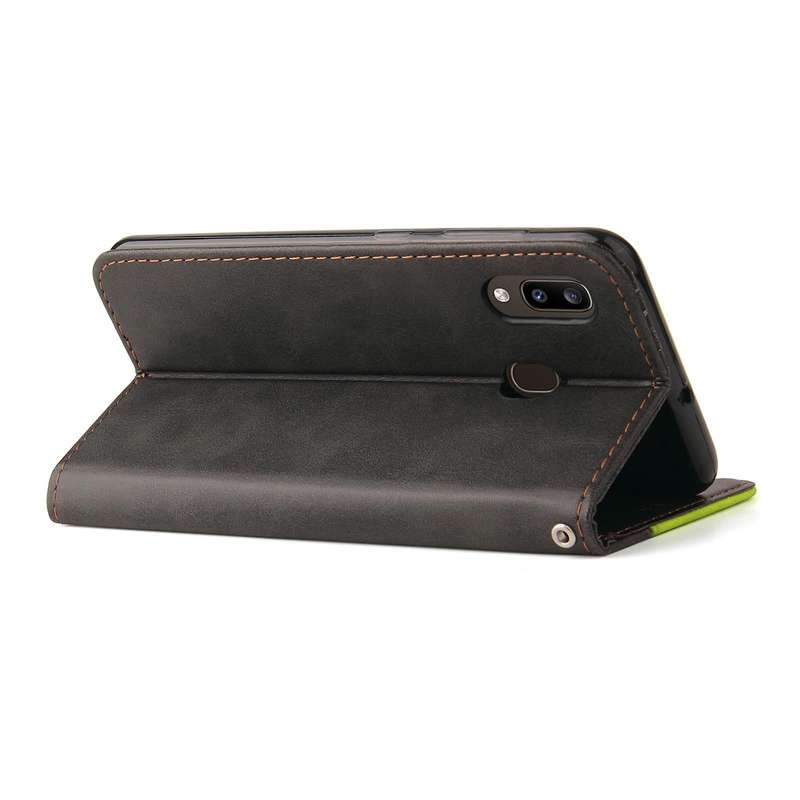 For Samsung Galaxy A20 / A30 Business Stitching-Color Horizontal Flip PU Leather Case with Holder...