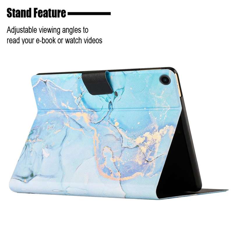 For Samsung Galaxy Tab A8 Marble Pattern Smart Leather Tablet Case(Blue)