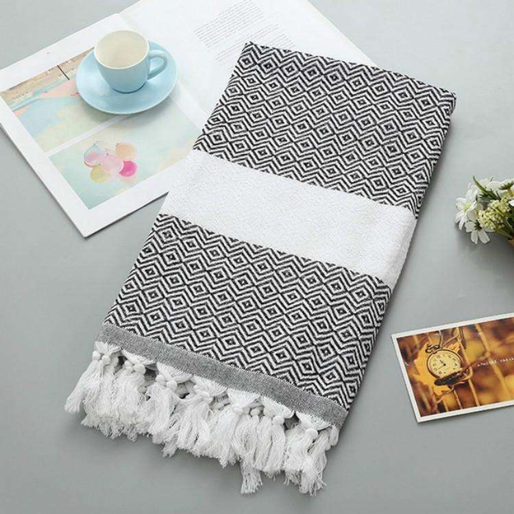 Striped Cotton Bath Towel With Tassels Thin Travel Camping Bath Sauna Beach Gym Pool Blanket Abso...
