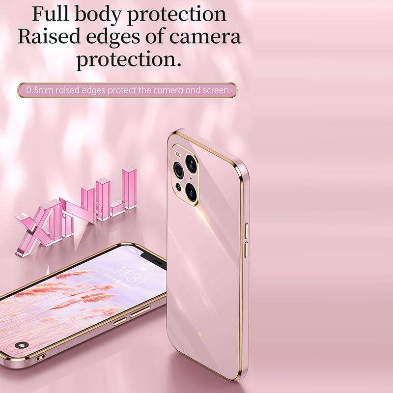 For OPPO Find X3 Pro XINLI Straight 6D Plating Gold Edge TPU Shockproof Case(Mint Green)