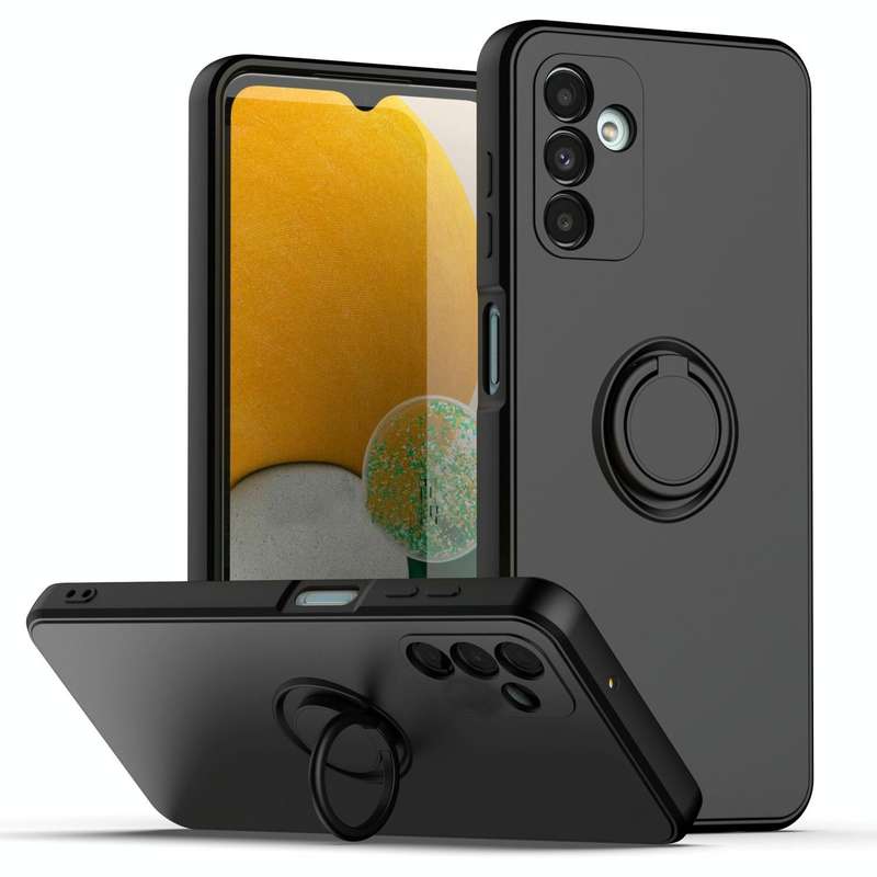 Ring Kickstand Silicone Phone Case For Samsung Galaxy A14 5G(Black)