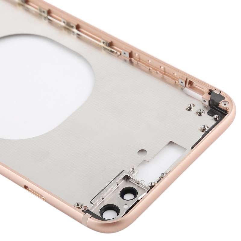 Transparent Back Cover with Camera Lens & SIM Card Tray & Side Keys for iPhone 8 Plus (Gold)