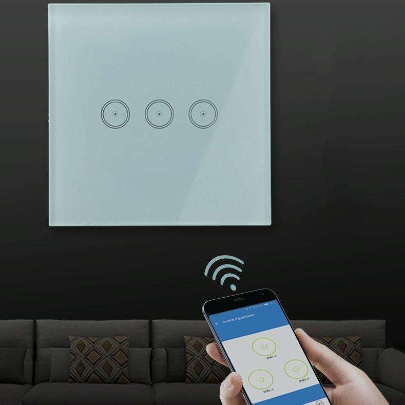 Wifi Wall Touch Panel Switch Voice Control Mobile Phone Remote Control, Model: White 1 Gang (Sing...