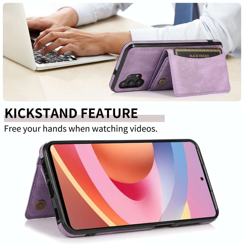 For Samsung Galaxy A32 4G Three-fold Leather Phone Case with Card Slot & Wallet & Holder(Purple)