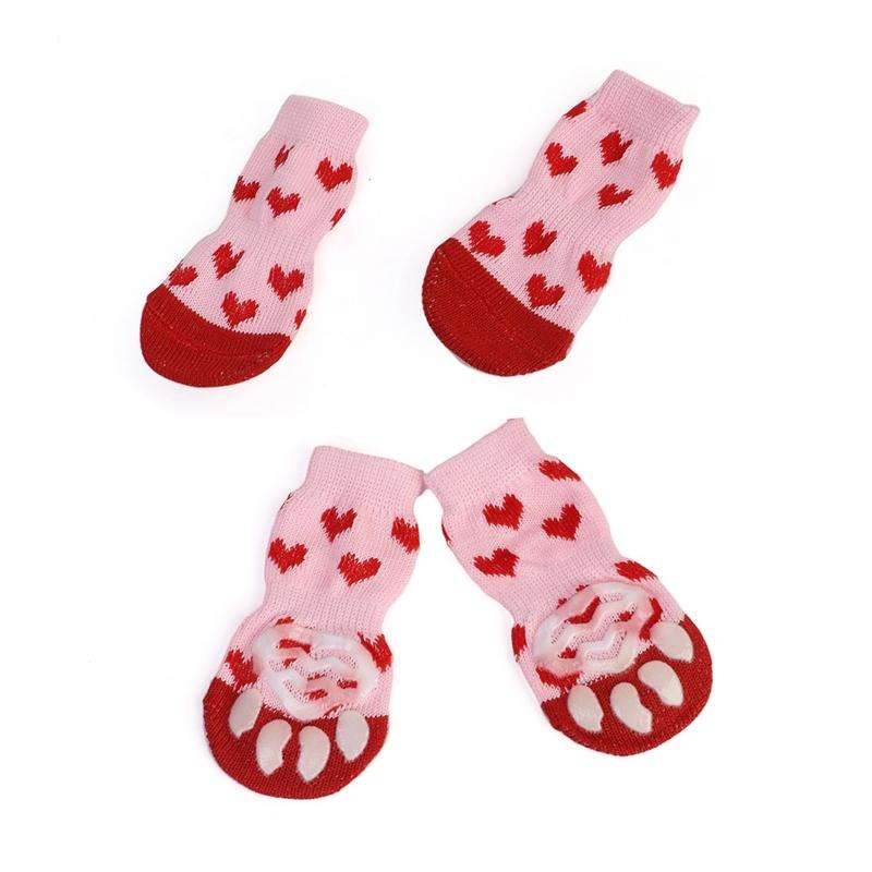 4pcs /Set  Pet Dog Puppy Cat Shoes Slippers Non-Slip Socks Pet Cute Indoor for Small Dogs Cats Sn...