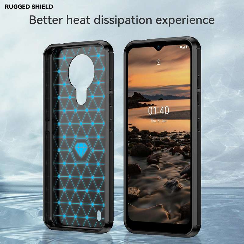 For Nokia 1.4 Brushed Texture Carbon Fiber TPU Phone Case(Black)