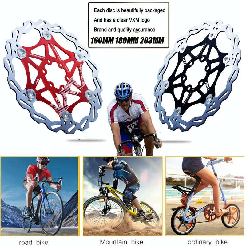 VXM Bicycle Mountain Bike Floating Brake Disc Brake 160mm(Black)(Black)