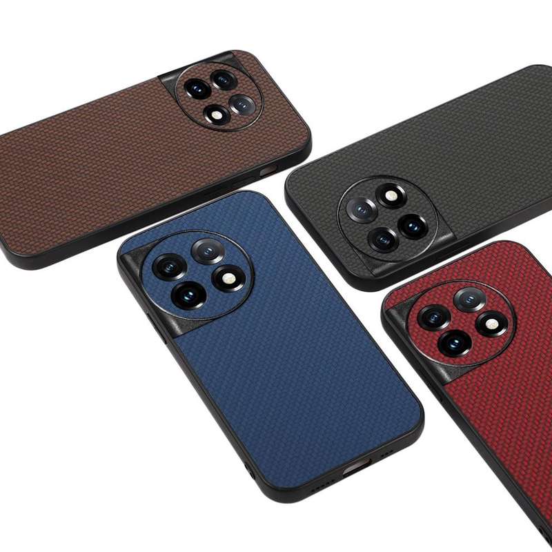 For OnePlus 11 5G Accurate Hole Carbon Fiber Texture PU Phone Case(Black)