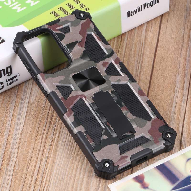 For Samsung Galaxy A73 5G Camouflage Armor Shockproof TPU + PC Magnetic Protective Phone Case wit...