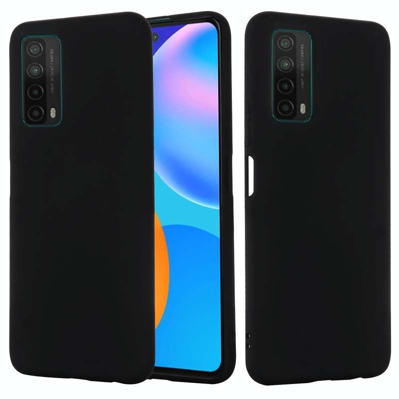 For Huawei P smart 2021 Pure Color Liquid Silicone Shockproof Full Coverage Case(Black)