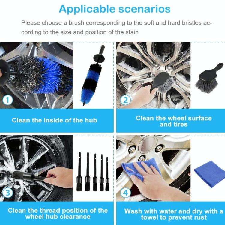 9 PCS / Set Car Wash Detail Brush Short Shank Tire Brush