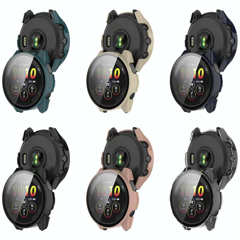 For Garmin Forerunner 165 / 165 Music PC + Tempered Film Integrated Watch Protective Case(Black)