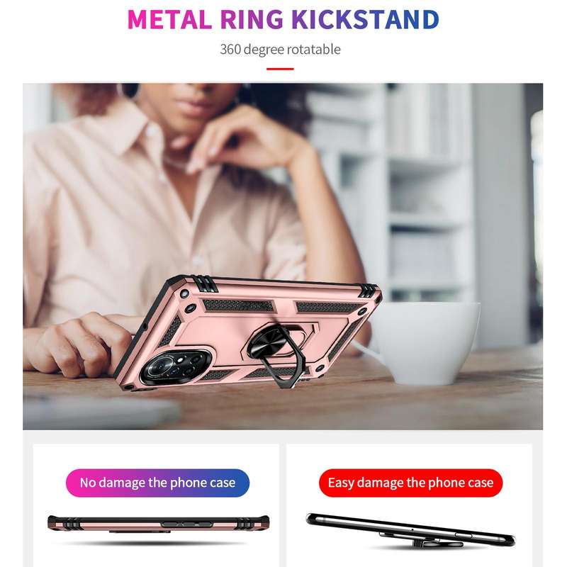 For Huawei nova 8 Shockproof TPU + PC Phone Case with 360 Degree Rotating Holder(Rose Gold)
