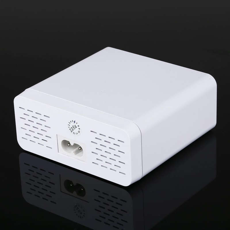 896 40W QC 3.0 6 USB Ports Fast Charger with LCD Digital Display, EU Plug(White)