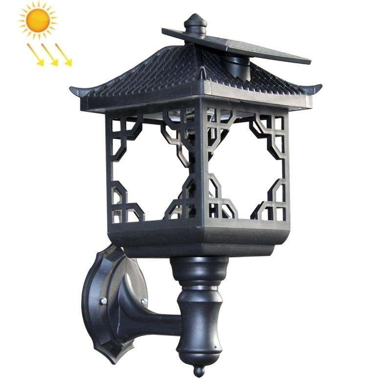 8 LED Solar Outdoor House Appearance Lawn Garden Decoration Light(Black Wall Lamp)