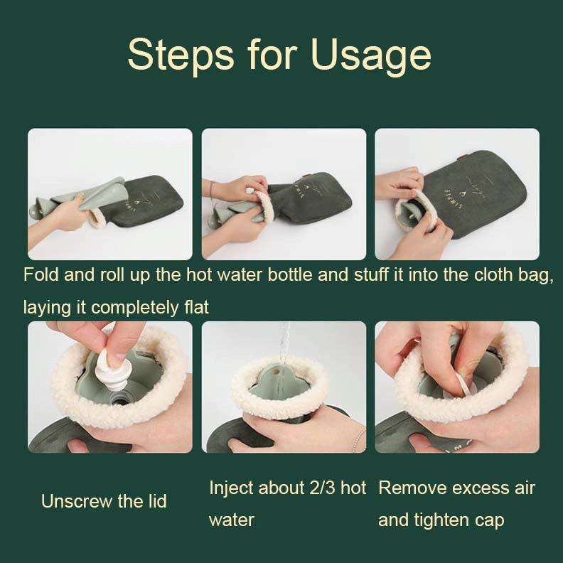 ZS0030 1000ml Plush Water-Filled Hot Water Bags Explosion-Proof Warming Water Bottle(Bean Red)