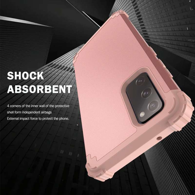 For Samsung Galaxy S20 FE 3 in 1 Shockproof PC + Silicone Protective Case(Rose Gold)