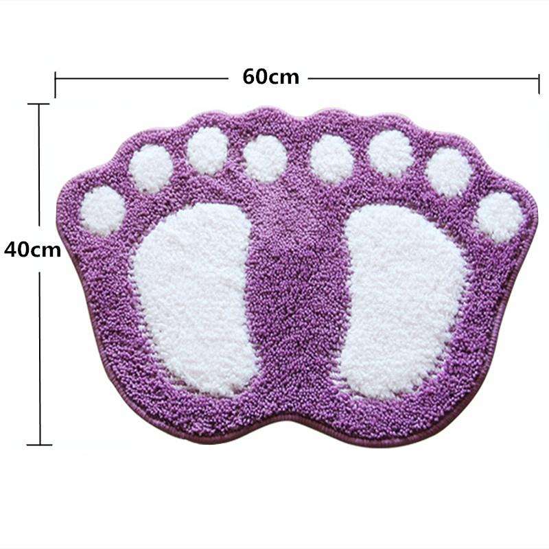 Foot-shaped Non Slip Shaggy Soft Water Absorption Bedroom Bathroom Carpet Mat, Size: 40x60cm(Purple)