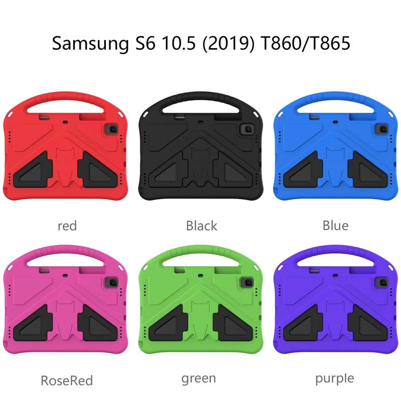 For Galaxy Tab S6 T860/T865 EVA Flat Anti Falling Protective Case Shell with Holder(RoseRed)