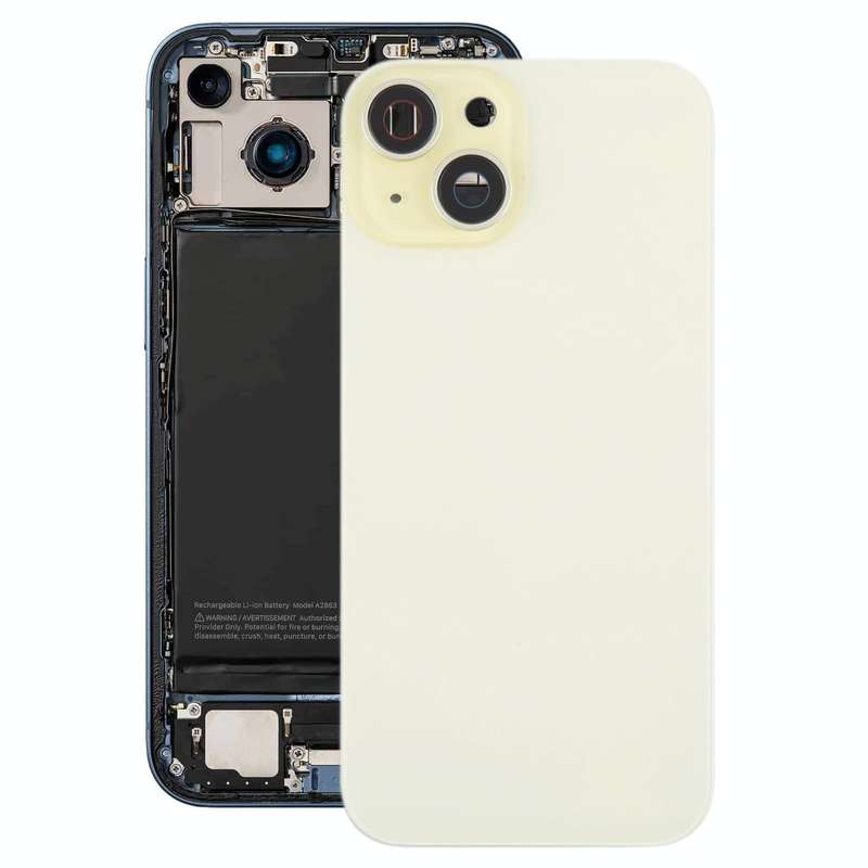 For iPhone 15 Battery Back Cover with Camera Lens Cover + MagSafe Magnet(Yellow)