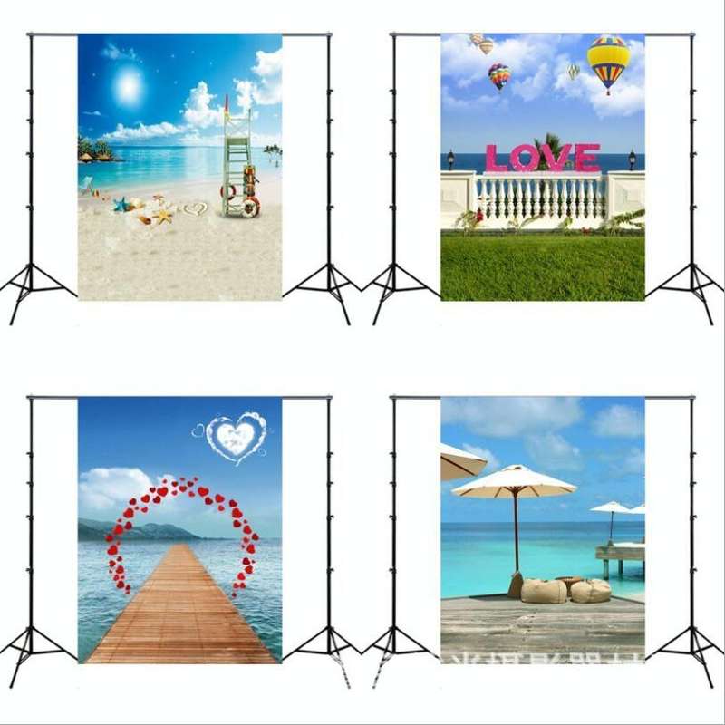 1.5m x 2.1m Simulation 3D Beach Seascape Coconut Tree Photo Photography Background Cloth(3262)