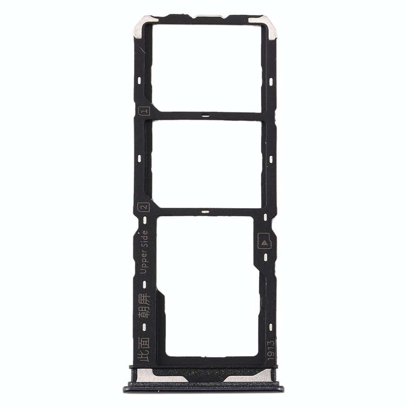 For Vivo Y7s SIM Card Tray + SIM Card Tray + Micro SD Card Tray (Black)