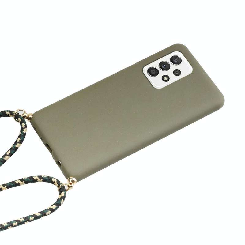 For Samsung Galaxy A33 5G Wheat Straw Material + TPU Protective Case with Lanyard(Army Green)
