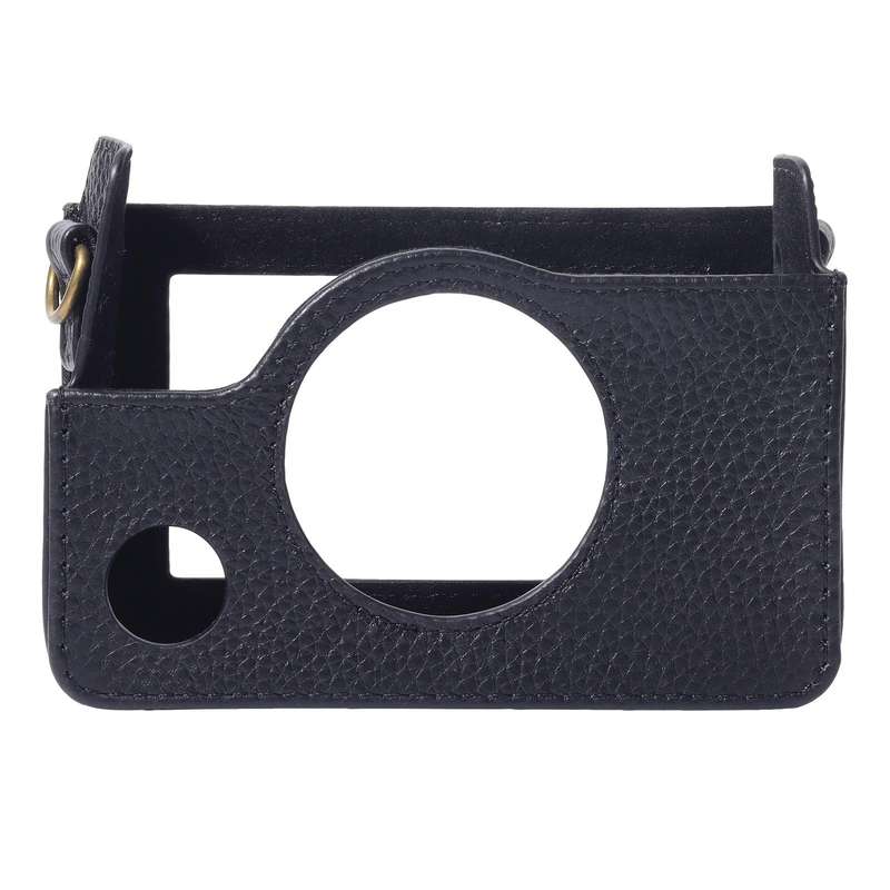 For FUJIFILM instax mini Evo Full Body Camera Genuine Leather Case Bag with Strap(Black)