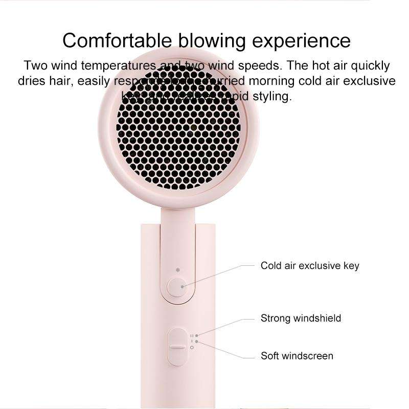 Original Xiaomi Mijia H100 Negative Ion Portable Electric Hair Dryer, US Plug(Pink)