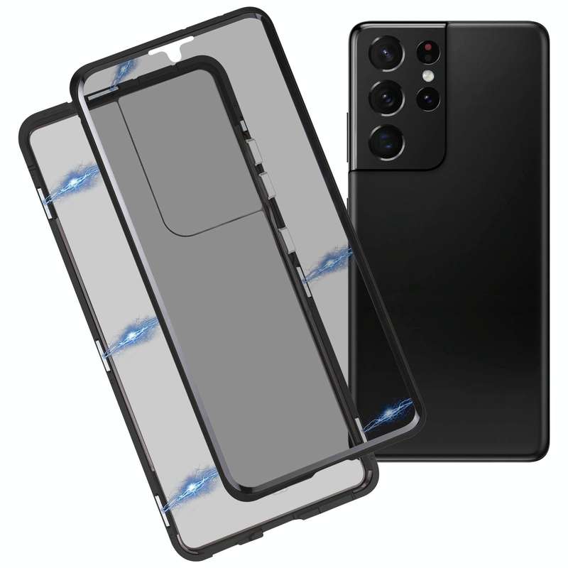 For Samsung Galaxy S21 Ultra 5G Anti-peeping Magnetic Double-sided Tempered Glass Phone Case(Black)