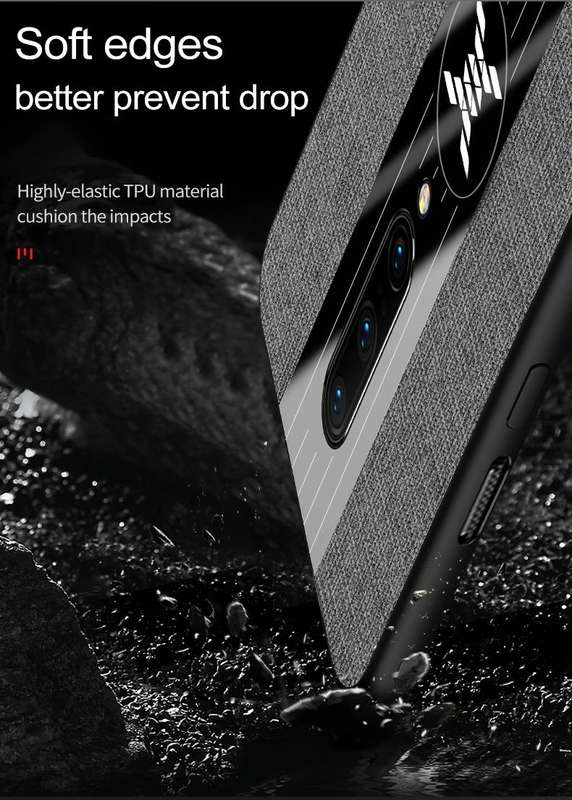 For OnePlus 7 Pro XINLI Stitching Cloth Texture Shockproof TPU Protective Case(Black)