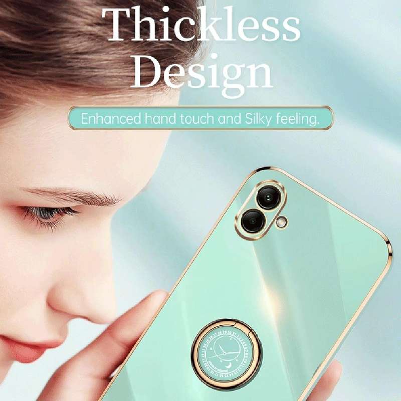 For Samsung Galaxy A04 4G XINLI Straight Edge 6D Electroplate TPU Phone Case with Ring Holder(Black)