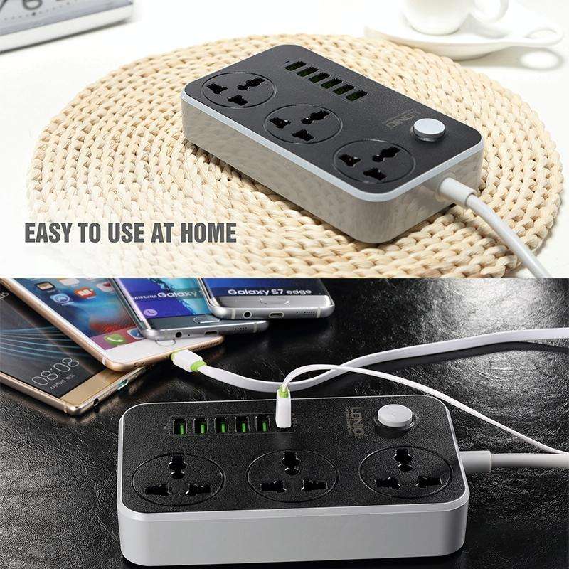 LDNIO SC3604 6 x USB Ports Multi-function Travel Home Office Socket, Cable Length: 2m, Big UK Plug