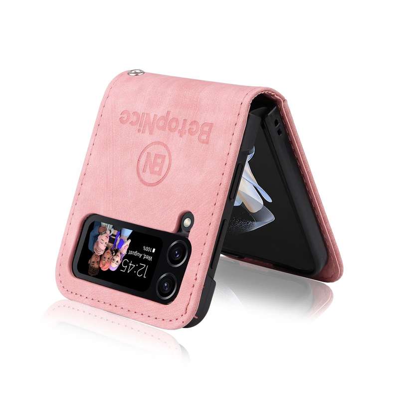 For Samsung Galaxy Z Flip4 BETOPNICE Dual-side Buckle Leather Phone Case(Pink)