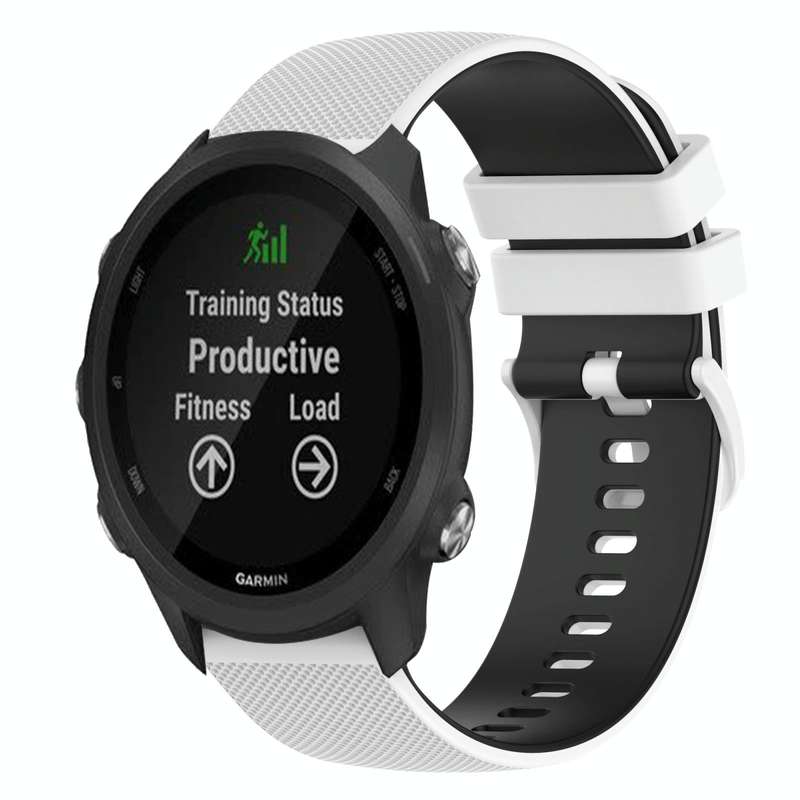 For Garmin Forerunner 245 Music 20mm Checkered Two-Color Silicone Watch Band(White+Black)