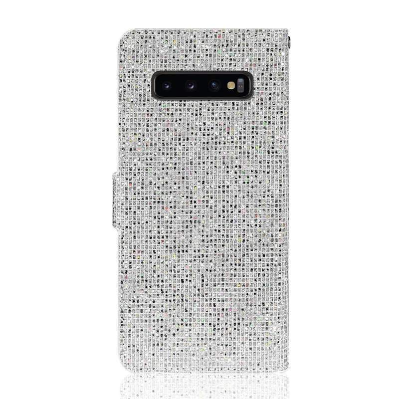 For Samsung Galaxy S10 Glitter Powder Horizontal Flip Leather Case with Card Slots & Holder & Lan...