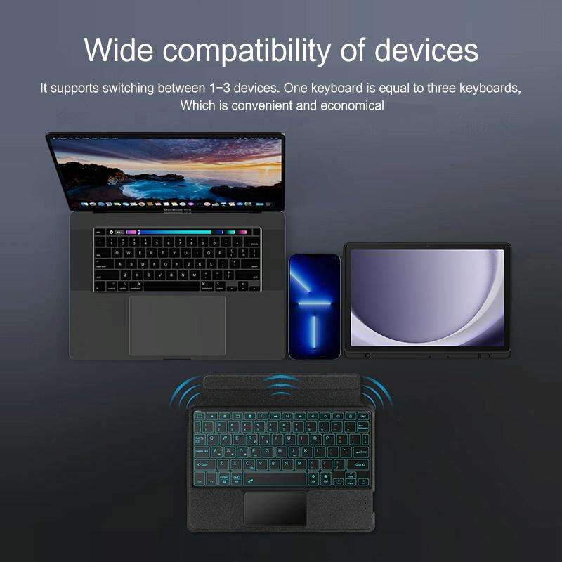 For Samsung Galaxy Tab A9+ X210 YJ-A9+ Split Bluetooth Keyboard Leather Tablet Case