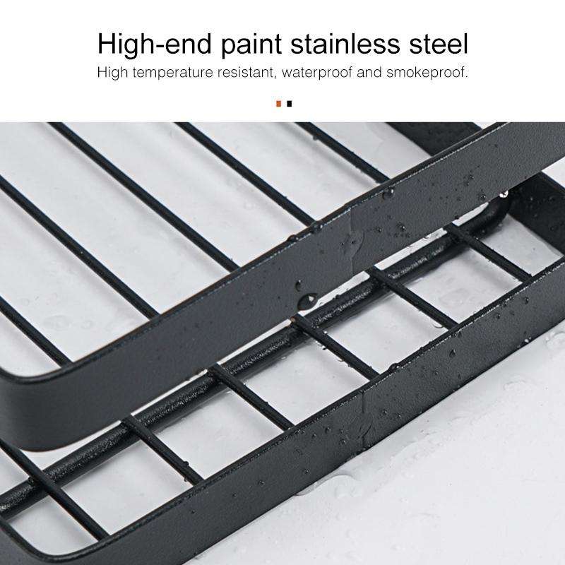 Stainless Steel Wall-mounted Kitchen Rack Hanging Seasoning Holder (Black)