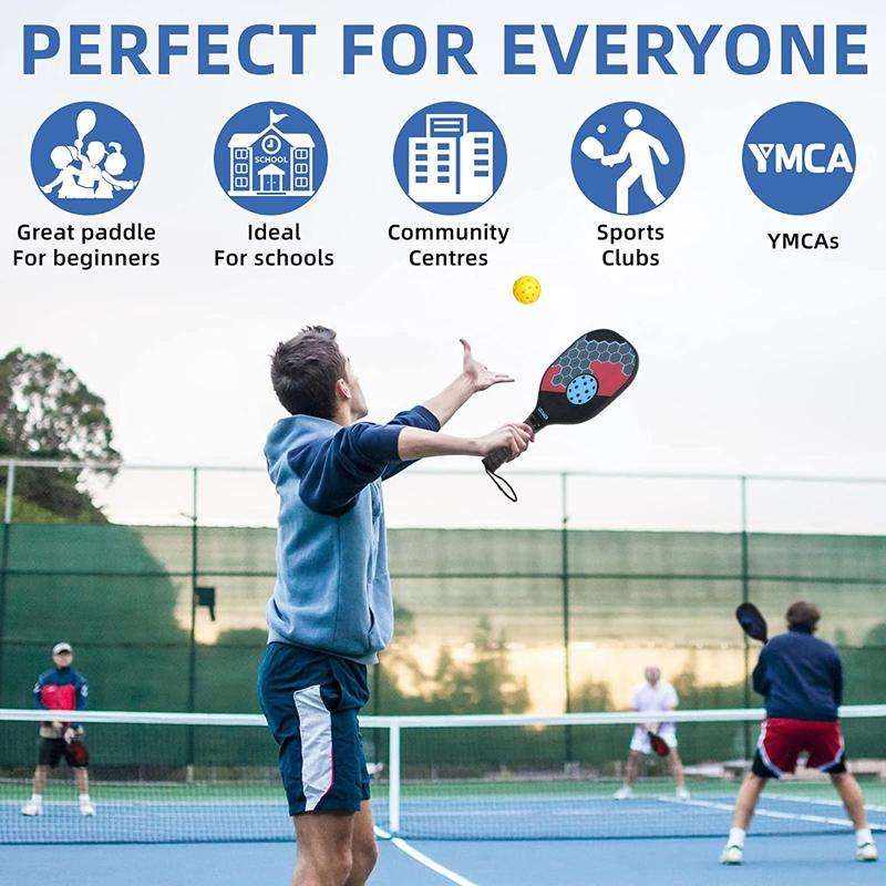 LEIJIAER 1pair Imitation Carbon Wood Pickleball Paddle Set With 2 Balls(Green)