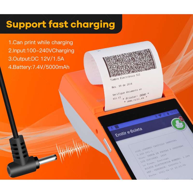 SGT-SP01 5.5 inch HD Screen Handheld POS Receipt Printer, Suit Version, UK Plug(Orange)