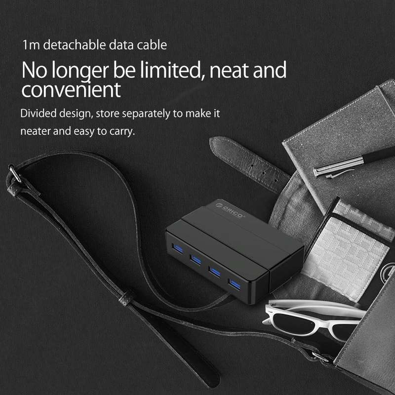 ORICO H4928-U3 ABS High Speed 4 Ports USB 3.0 HUB with 12V Power Adapter for Smartphones / Tablet...