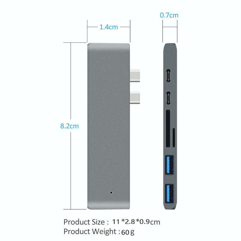 7 In 1 100W USB 3.1 To 20VPD+Card Reader Data+HUB+HDMI 4K Converter(Silver)