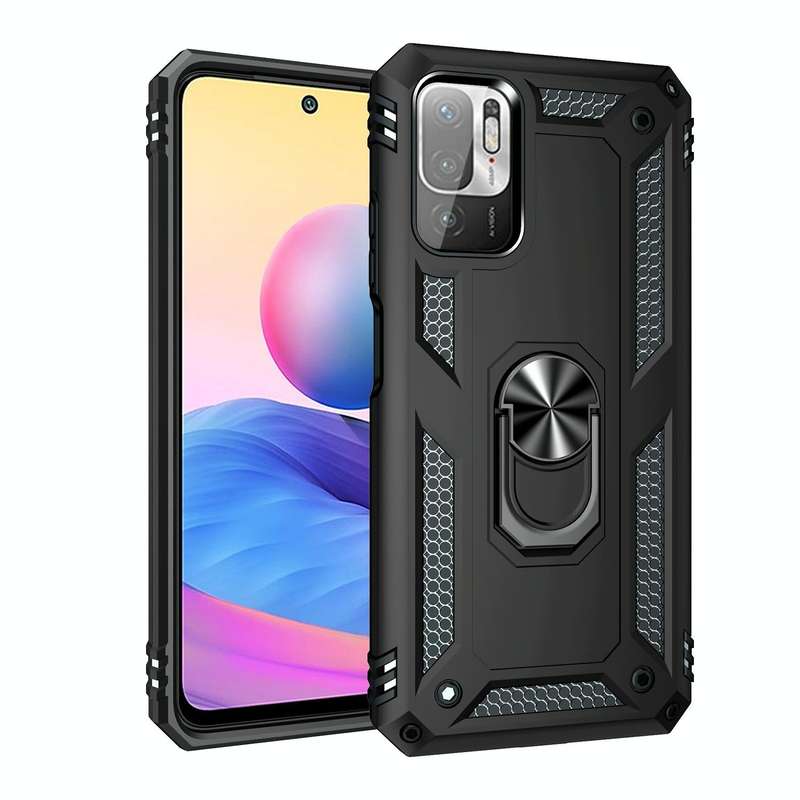 For Xiaomi Redmi Note 10 5G Shockproof TPU + PC Protective Case with 360 Degree Rotating Holder(B...
