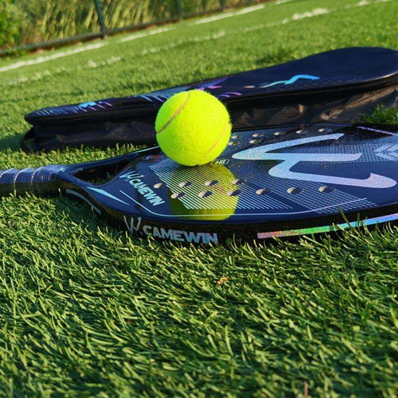 CAMEWIN 3K Carbon Fiber Rough Surface Beach Tennis Racket With Cover Bag(Black and Silver)