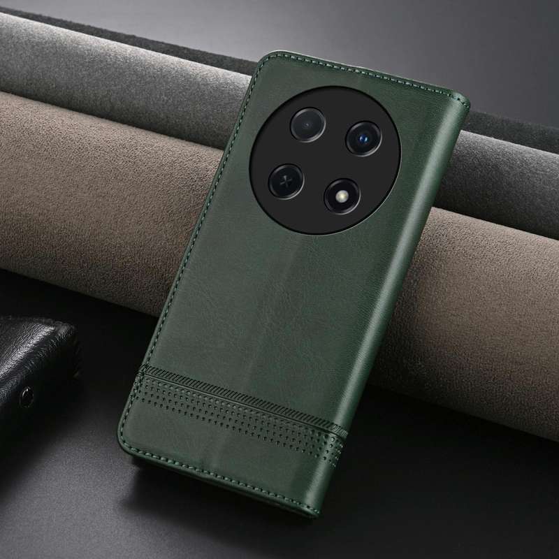 For Huawei Enjoy 70 Pro/nova 12i AZNS Magnetic Calf Texture Flip Leather Phone Case(Dark Green)